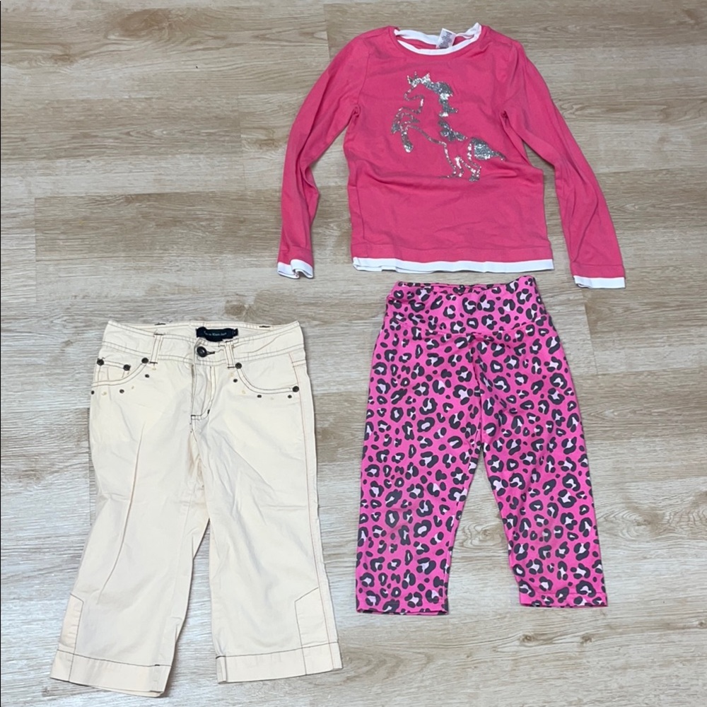 Gymboree Glitter Unicorn Shirt, Justice active leggings, Calvin Klein jeans 8
